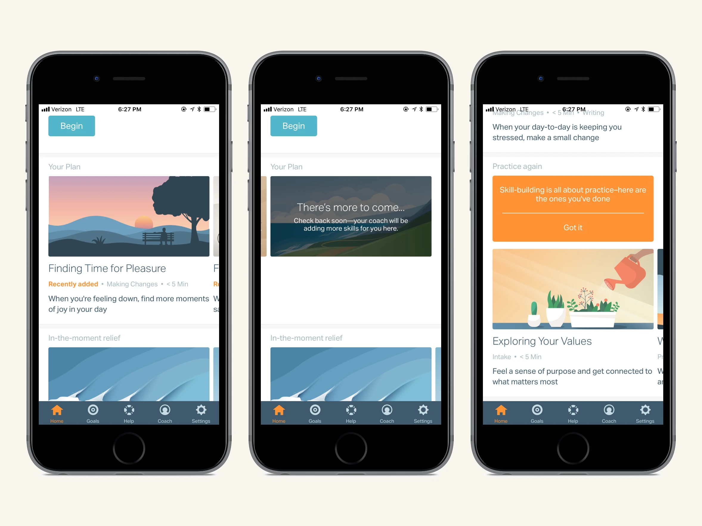 Three iPhone mockups showing additional v2 homepage views.